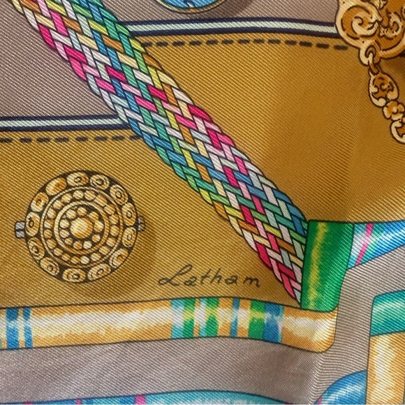 Hermès "Petit Main" (or "Couvée d'Hermès") silk scarf in Olive Multicolor - Picture 4 of 9